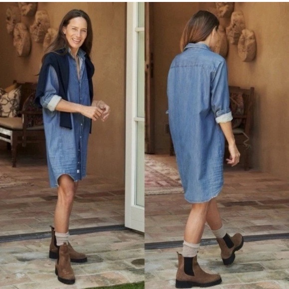 Frank & Eileen Distressed Mary Dress Blue M - Picture 4 of 14